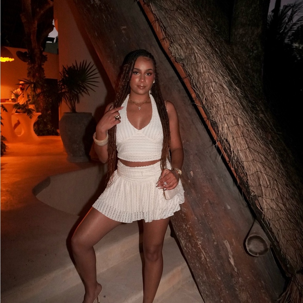 Halter Top Cream Two-Piece Set